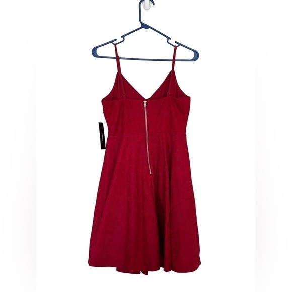 Lulus Way with Words Berry Red Floral Lace Skater Dress Full Skirt Fitted Waist - Picture 10 of 14